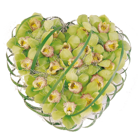 Coração de flores para velório com orquídeas - J