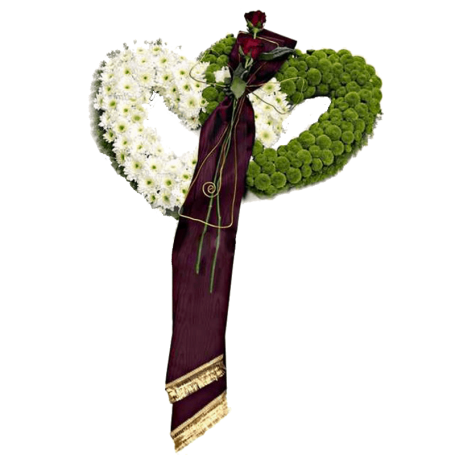 Coração para Funeral com Flores Rosas e Margaridas - DUPLO